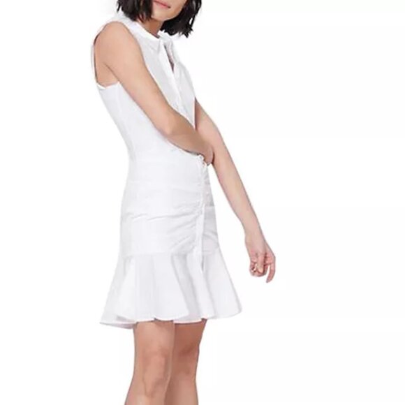 NIB$478 Veronica Beard Bell Stretch-Cotton Bottom Ruched Shirt Dress 0 XS - Picture 6 of 16